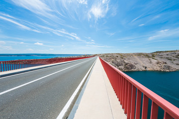 Red Bridge over the canyon in Croatia.