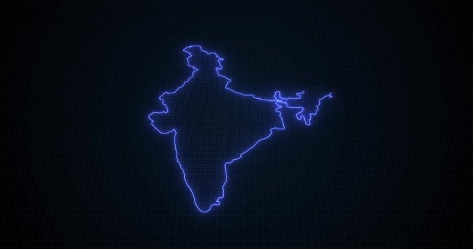 Glowing bright neon India map