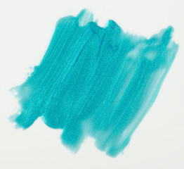 Sparkle aquamarine blue paint stain isolated