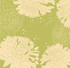 Background with chrysanthemums and heart, hand drawing. Vector illustration - 274658858