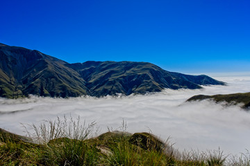 A beautiful view of Cachi from above into the clouds