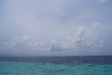 View of the sky and the Indian Ocean in cloudy weather