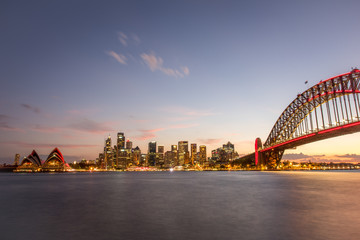 Obraz premium Sydney Harbour and Bridge Long Exposure Sunset