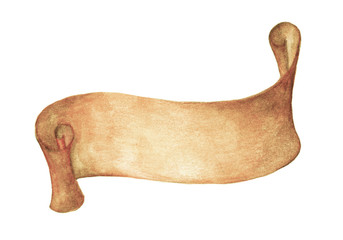 Watercolor ribbon. Hand drawn stripes or banners for text. Watercolor design elements isolated objects. Vintage paper tape.