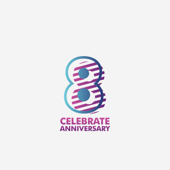 8 years anniversary celebration vector template design illustration