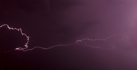 Lightning in the sky at night