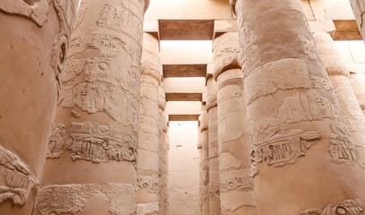 Columns in Hypostyle Hall of Karnak Temple, Luxor, Egypt