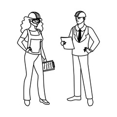 Fototapeta premium engineer with female builder characters
