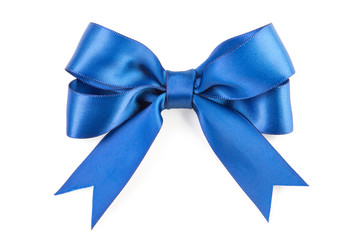 Blue bow isolated on white background