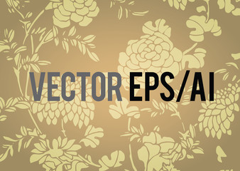Traditional golden gradient Asian flower textured background