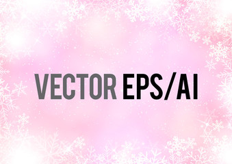 Gradient mixed pink winter paper background with snowflake border