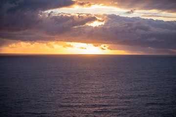 Landscape shot of sunset over ocean