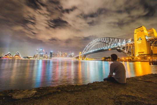 Sydney Harbour and Bridge Long Exposure Sunset