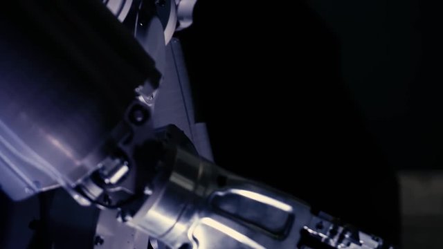 Innovative robot. Close up view of bionic arm of cyborg. Futuristic technology.