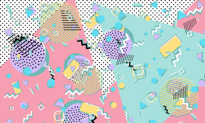 Memphis pattern. Geometric shapes. Hipster style