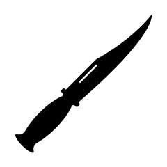 Hunting knife, black on a white background, vector