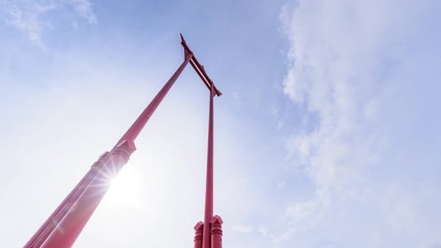 Time lapse of Giant swing landmark of bangkok city with sunlight/ Sao Ching Cha landmark in Bangkok city