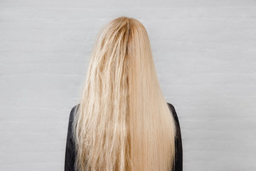 Sick, cut and healthy hair care keratin. Before and after treatment