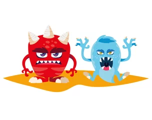 Fotobehang funny monsters comic characters colorful © djvstock