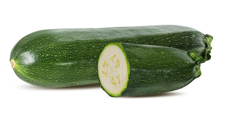 Fresh zucchini isolated on white background with clipping path