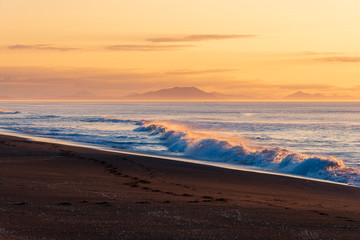 Warm ocean, Pacific coast, ocean economy, Kamchatka Peninsula, sunny beach, warm picture