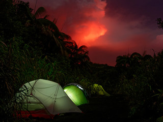 Camping under the red sky