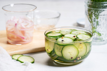 Sliced pickled cucumbers