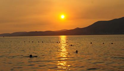 Sunset on Ciovo island in Croatia near Trogir city, Dalmatia