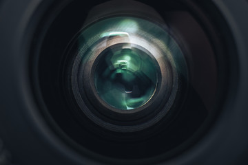 Close up Beautiful Camera Lens background. Macro view.