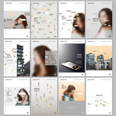 Creative brochure templates with colorful elements, rectangles, gradient backgrounds. Covers design templates for flyer, leaflet, brochure, report, presentation, advertising, magazine.