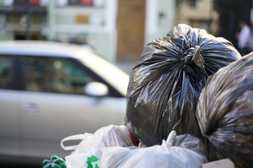 trash garbage in the city.