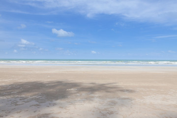 Beach and sea on the sky background. Beautiful beach.