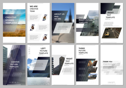 Creative social networks stories design, vertical banner or flyer templates with gray colored colorful gradient geometric background. Covers design templates for flyer, leaflet, brochure, presentation