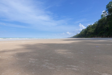 Beach and sea on the sky background. Beautiful beach.