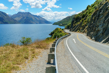 on the road in the mountains, lake wakatipu, otago, new zealand 9