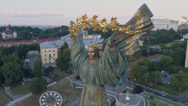 Aerial view. Monument Of Independence In Kiev | Kyiv, Ukraine. 4K