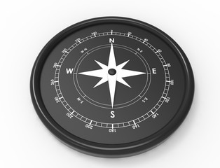 3d rendering of a compass north west south east isolated in white background