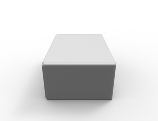 3d rendering of a cardboard white box isolated in white background