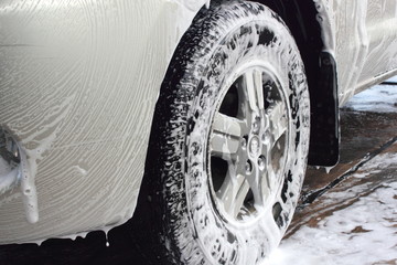 car wash foam on tire