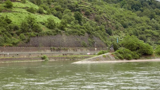 Loreley Statue on the banks of the Rhine river