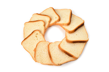Bread slices isolated on white background.