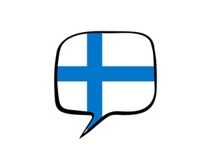 Speech bubble with the flag of Finland on the white background. Vector illustration