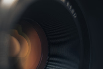 Close up Beautiful Camera Lens background. Macro view.