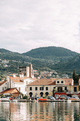  Nature and sea in Europe. Morning and evening in the Bay of Kotor, Montenegro.
