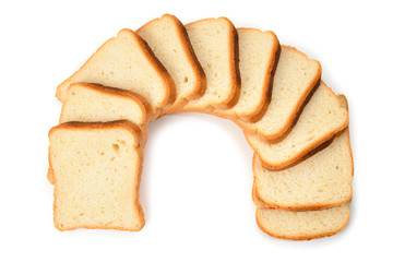 Bread slices isolated on white background.