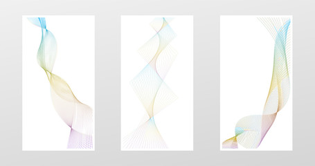Colorful gradient abstract wave lines poster, vector illustration isolated on white