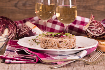 Risotto with red radicchio.