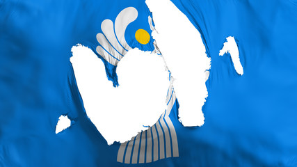 Ragged Commonwealth of Independent States flag, white background, 3d rendering