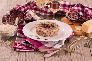 Risotto with red radicchio.