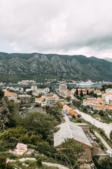 Fototapeta na wymiar Montenegro attractions. Panorama of the Bay of Kotor and the old town.